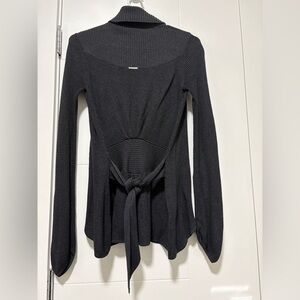 Lululemon Women's Dance Pulse Knit Black Cashmere Blend Belted Wrap Cardigan